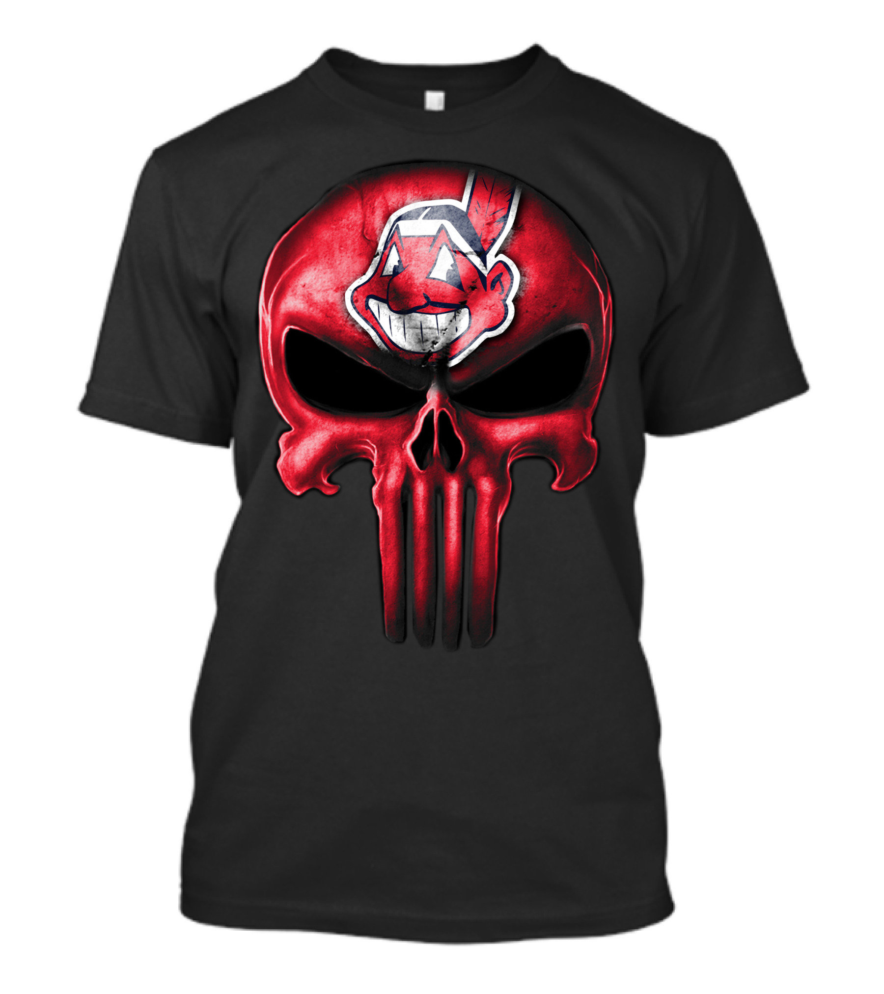 Punisher Skull With Chief Wahoo Cleveland Indians T-Shirt
