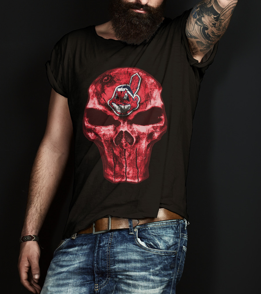 Skull With Chief Wahoo Cleveland Indians T-Shirt