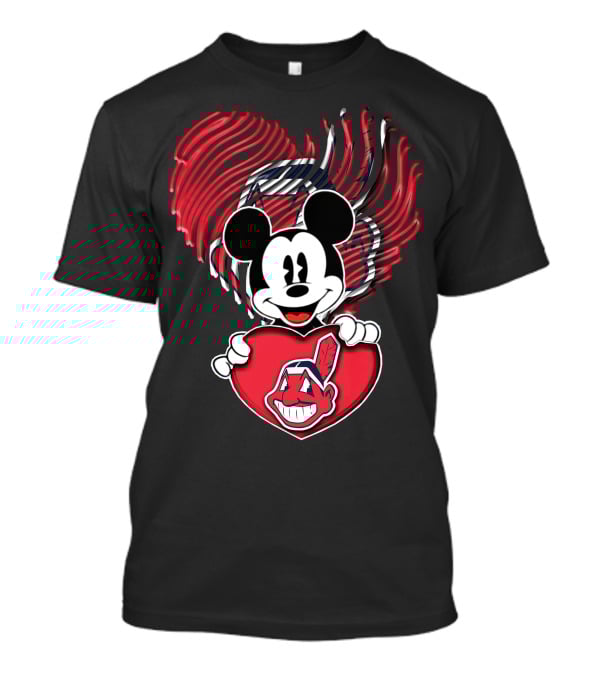 Mick Cleveland Indians Heart Logo Fusion T-Shirt