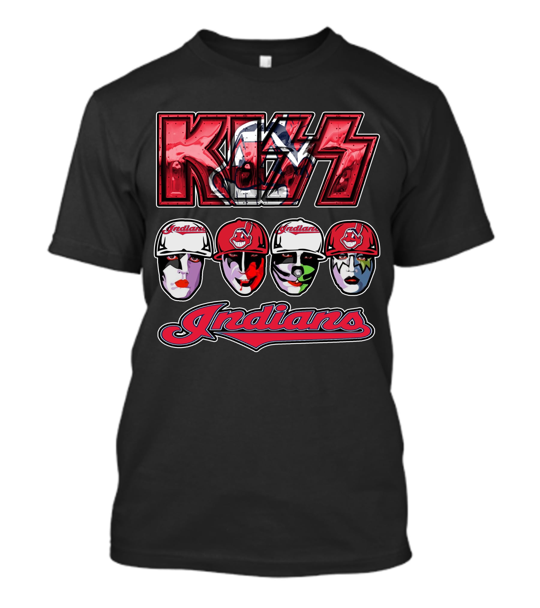 Kiss Cleveland Indians Face Paint Baseball Team T-Shirt
