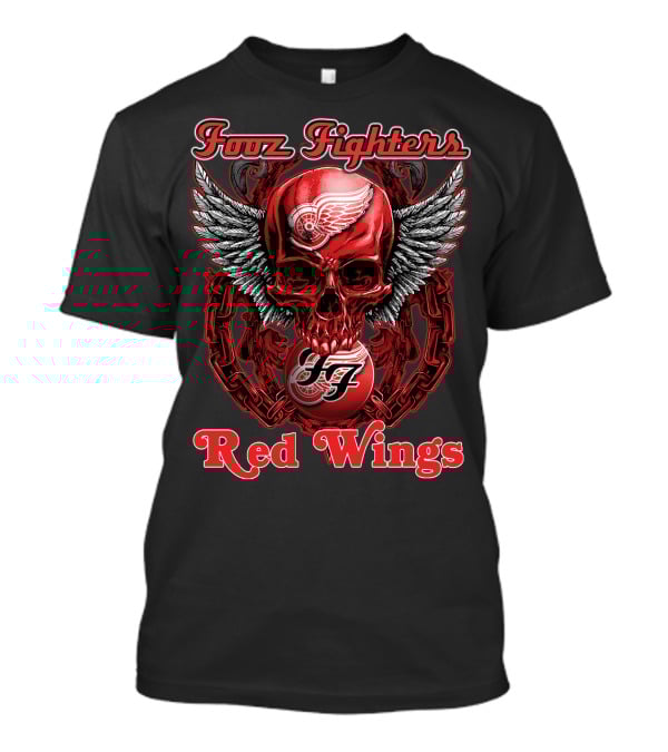 Fooz Fighters Detroit Red Wings Skull Wings T-Shirt
