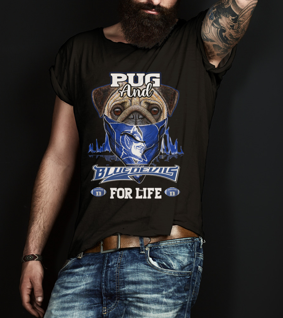 Pug And Blue Devils For Life T-Shirt
