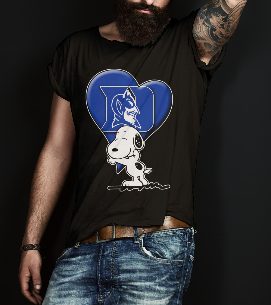 Snoopy Hugging Duke Blue Devils Heart T-Shirt