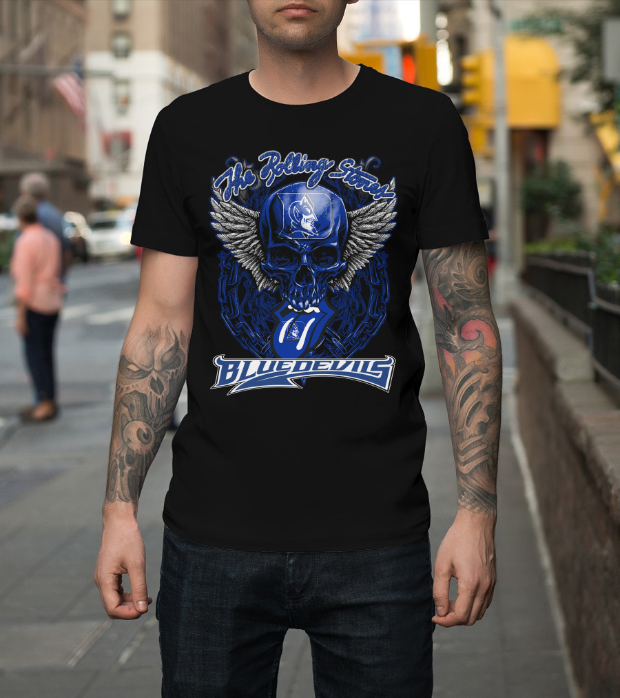 The Rolling Stones Duke Blue Devils Skull With Wings And Tongue T-Shirt