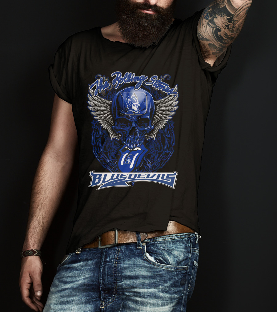 The Rolling Stones Duke Blue Devils Skull With Wings And Tongue T-Shirt