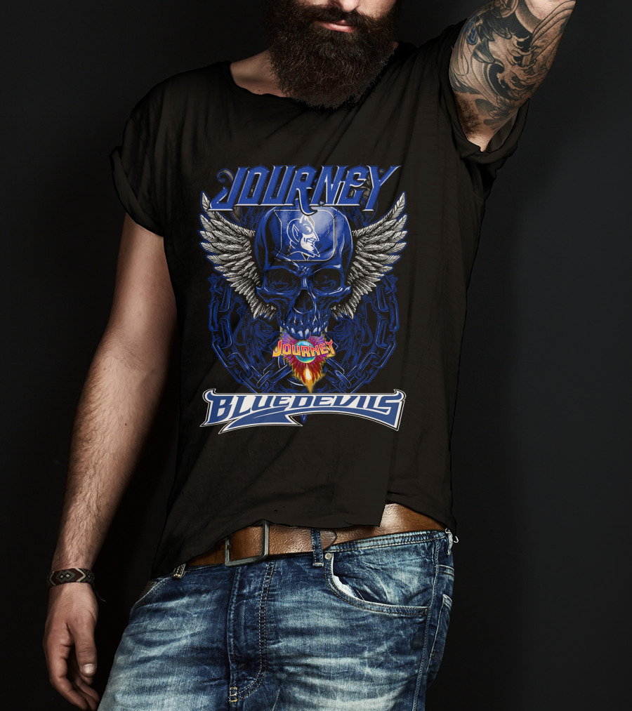 Journey Blue Devils Skull Wings Flame T-Shirt