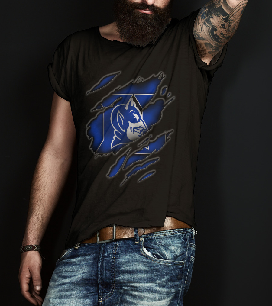 Torn Duke Blue Devils Logo Claw Marks T-Shirt
