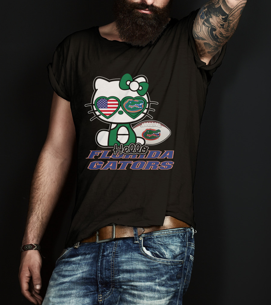 Hello Kitty Florida Gators Football American Flag T-Shirt
