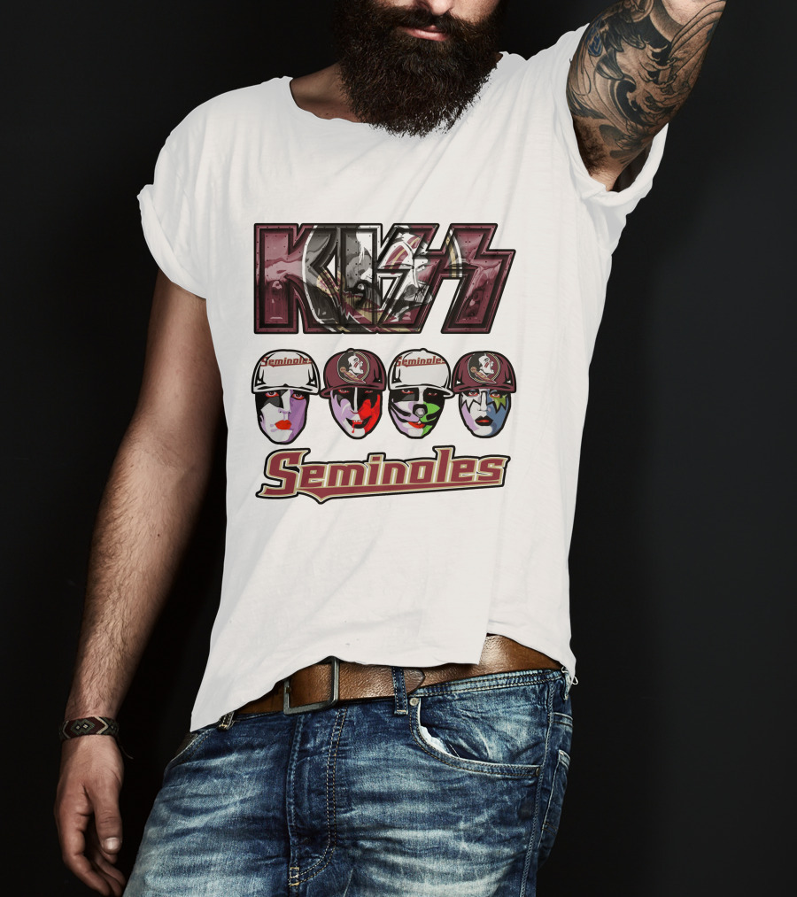 Kiss Florida State Seminoles Face Paint Caps T-Shirt