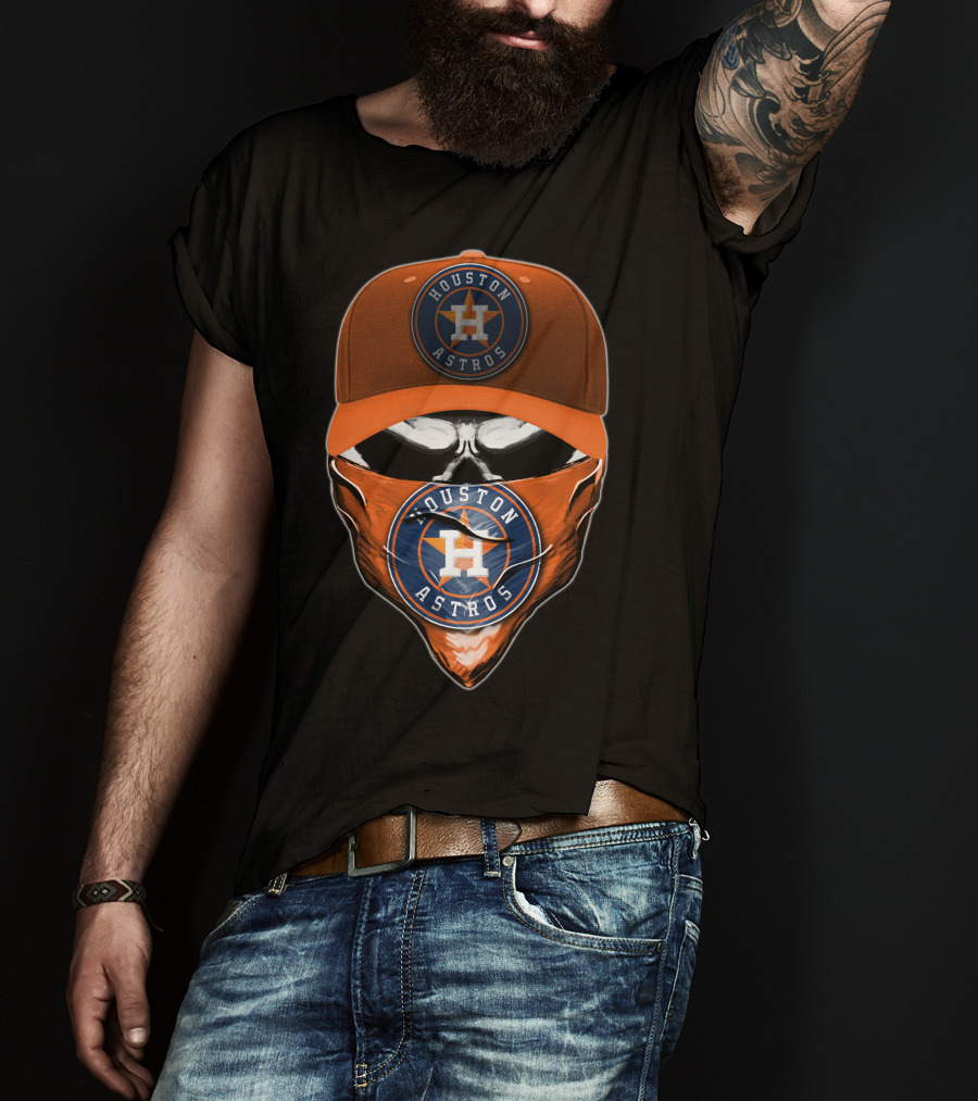 Houston Astros Skull Cap With Logo Bandana T-Shirt