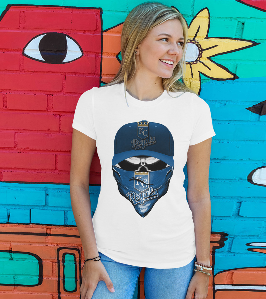 KC Royals Skull Mask Blue Cap T-Shirt