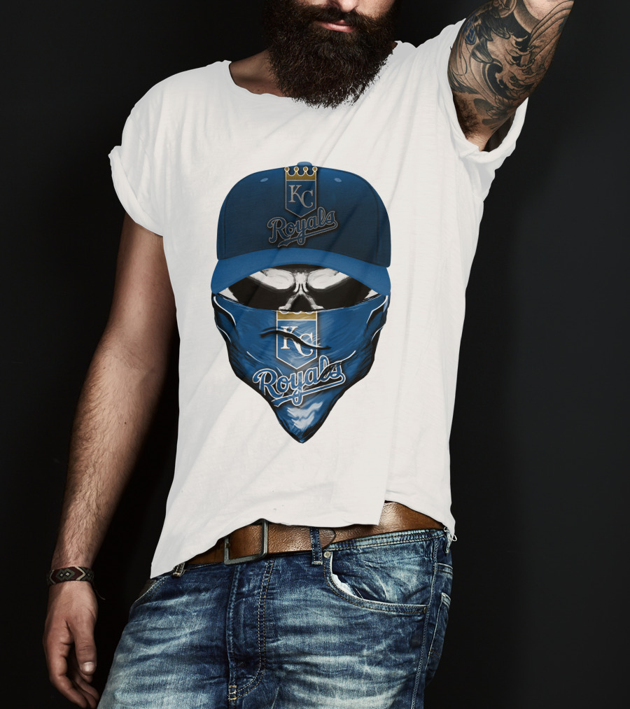 KC Royals Skull Mask Blue Cap T-Shirt