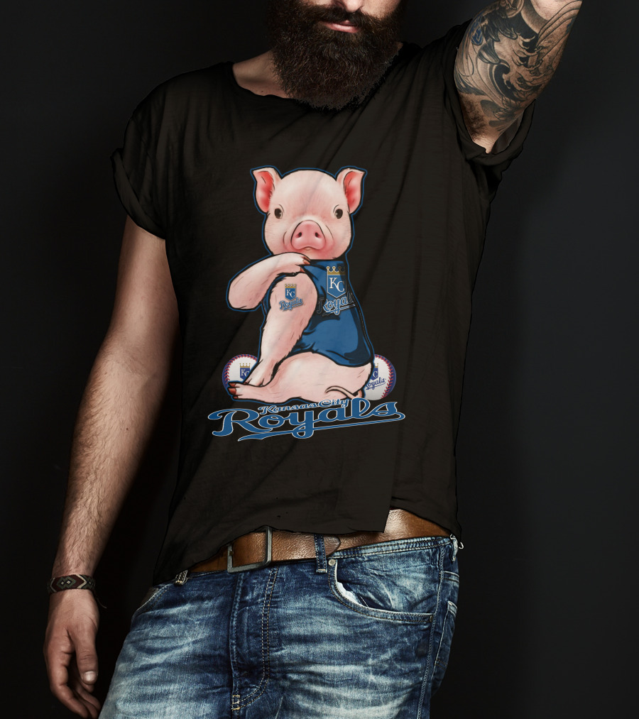 Kansas City Royals Pig With Baseball Accents T-Shirt