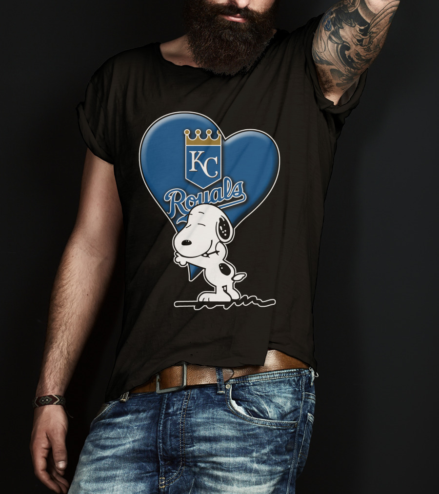 Snoopy Hugging Heart Kc Royals T-Shirt