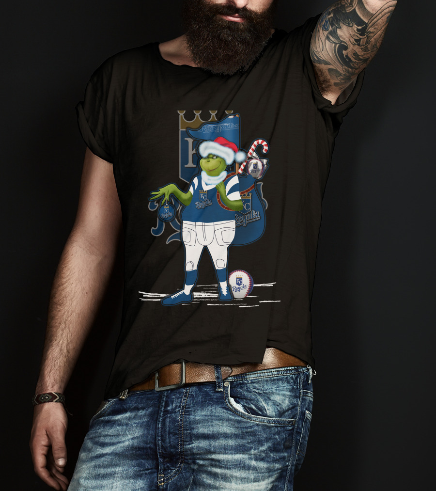 Grinchxmas Kansas City Royals Christmas Baseball T-Shirt