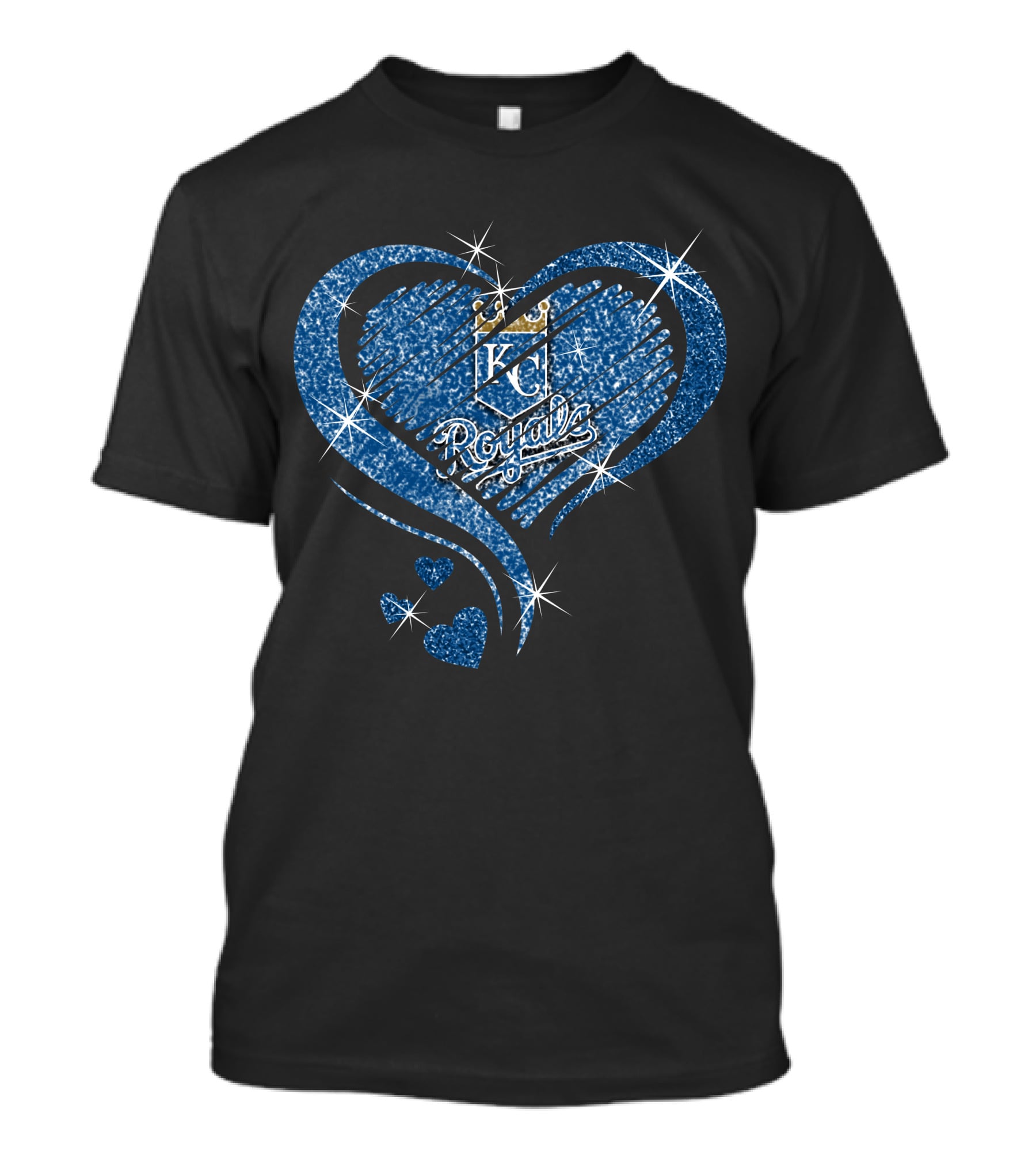 Heart Diamond KC Royals Blue Sparkle T-Shirt