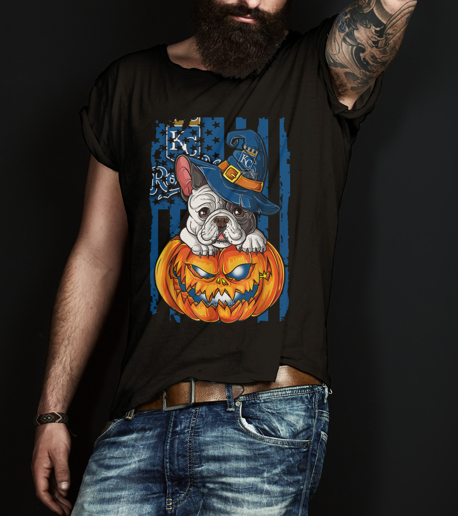 Hlw Bulldog KC Royals Halloween Pumpkin T-Shirt