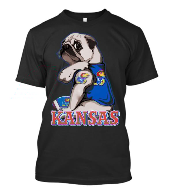 Kansas Jayhawks Pug Football T-Shirt
