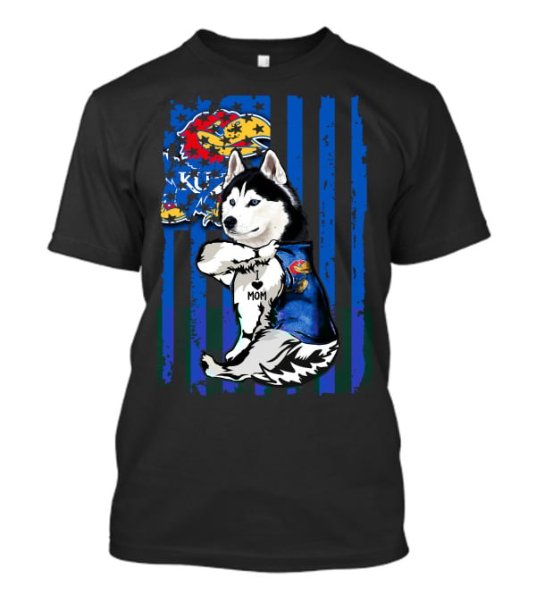 Siberian Husky KU Mom Kansas Jayhawks T-Shirt