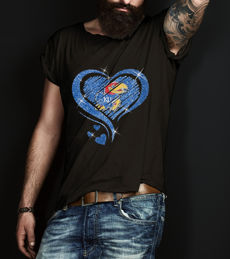 Kansas Jayhawks Sparkling Heart KU T-Shirt