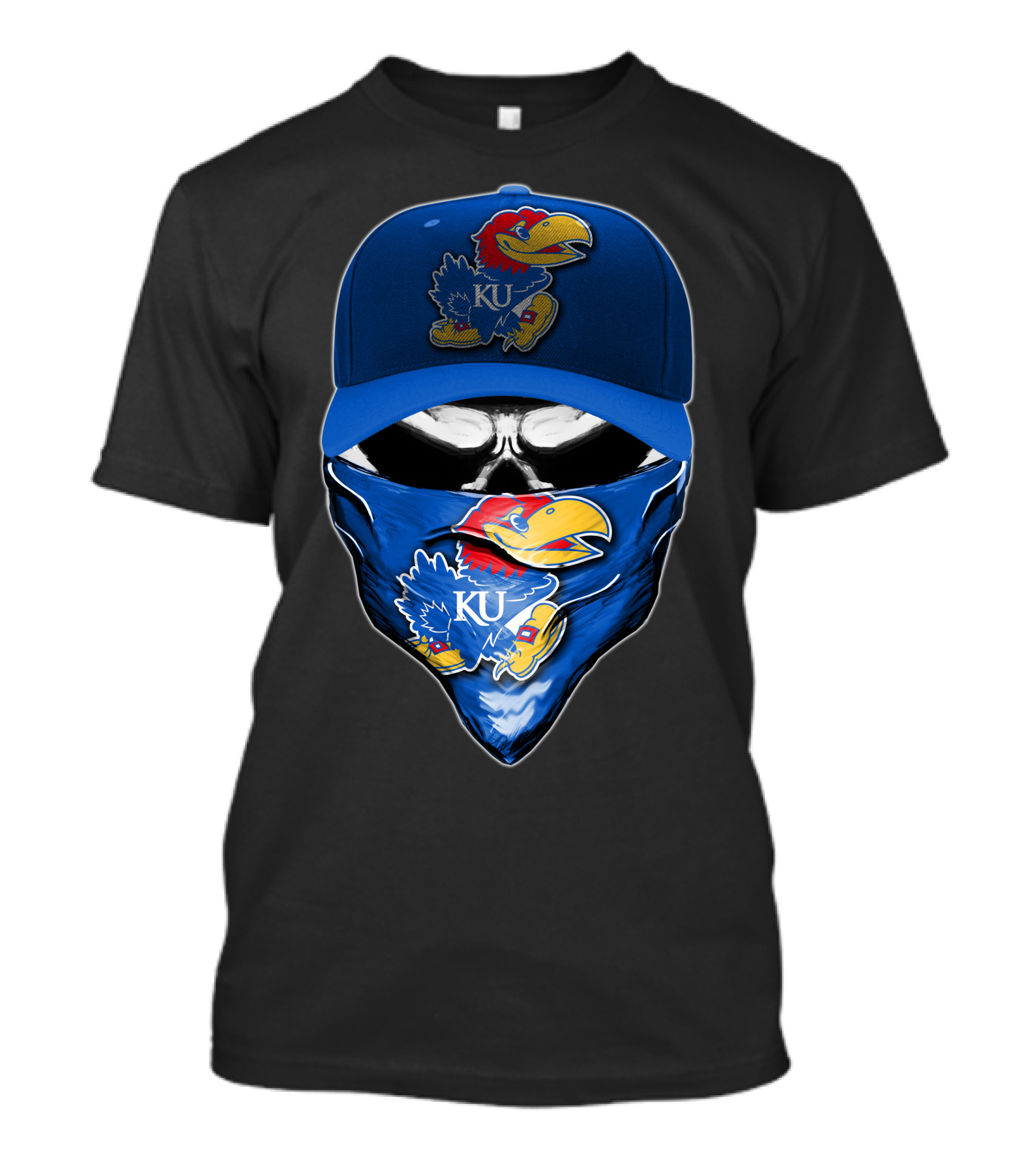 KU Skull Kansas Jayhawks Bandana Hat T-Shirt