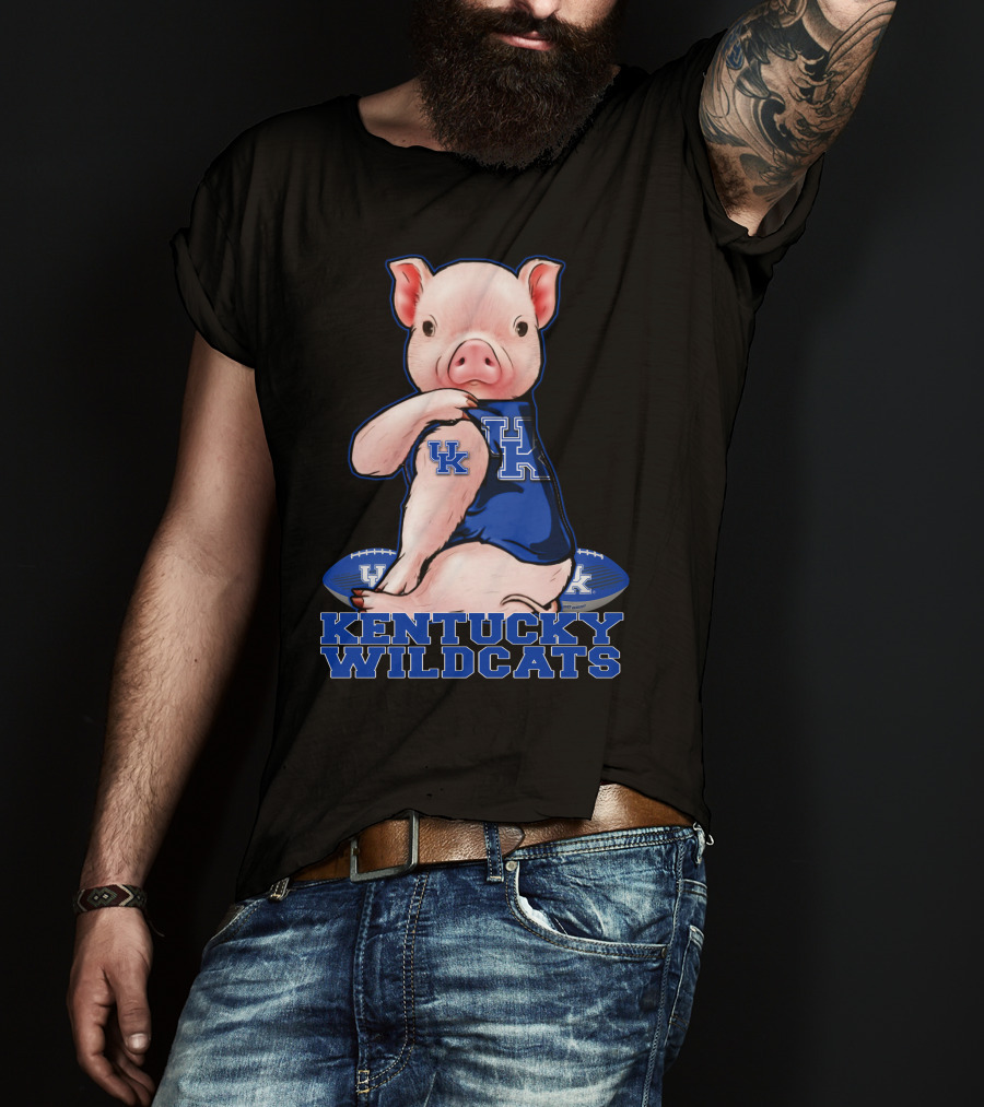 Pig Wearing Kentucky Wildcats Football Jersey T-Shirt