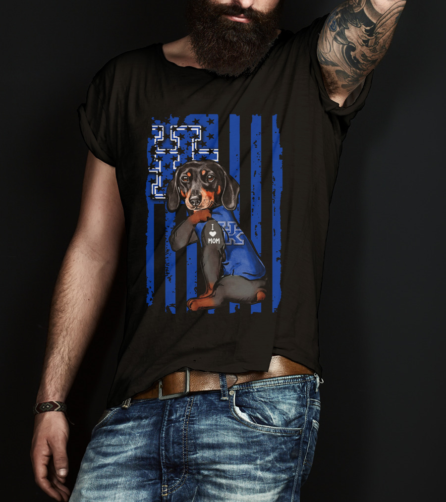 Dachshund I Love Mom Kentucky Wildcats T-Shirt