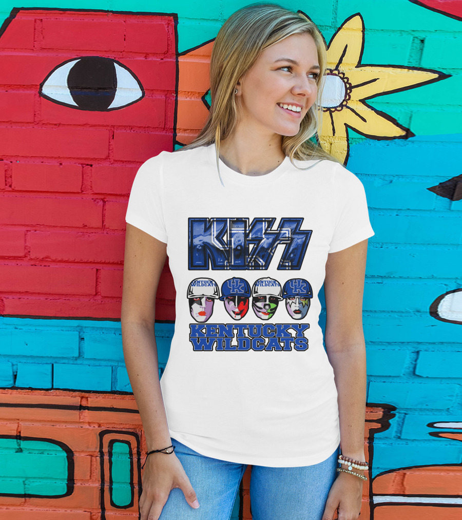 Kiss Kentucky Wildcats Blue Rock And Roll Band Fans T-Shirt