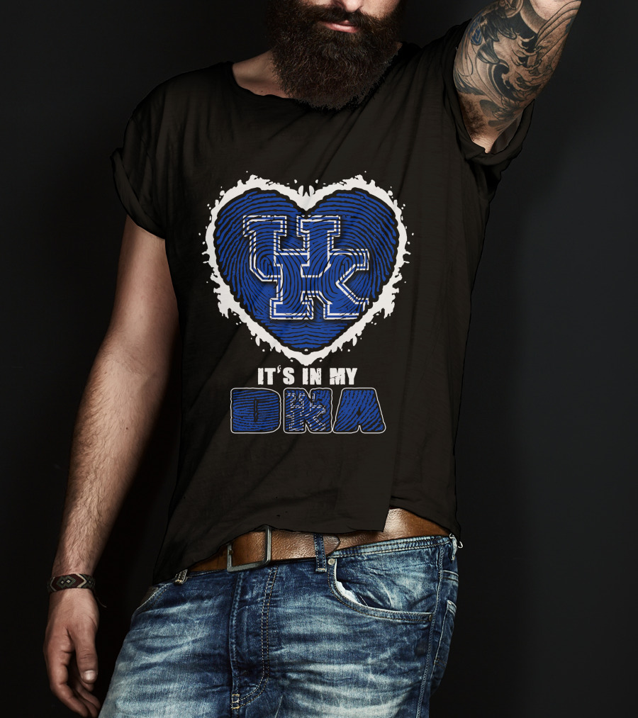 It's In My DNA Kentucky Wildcats UK Heart Fingerprint T-Shirt