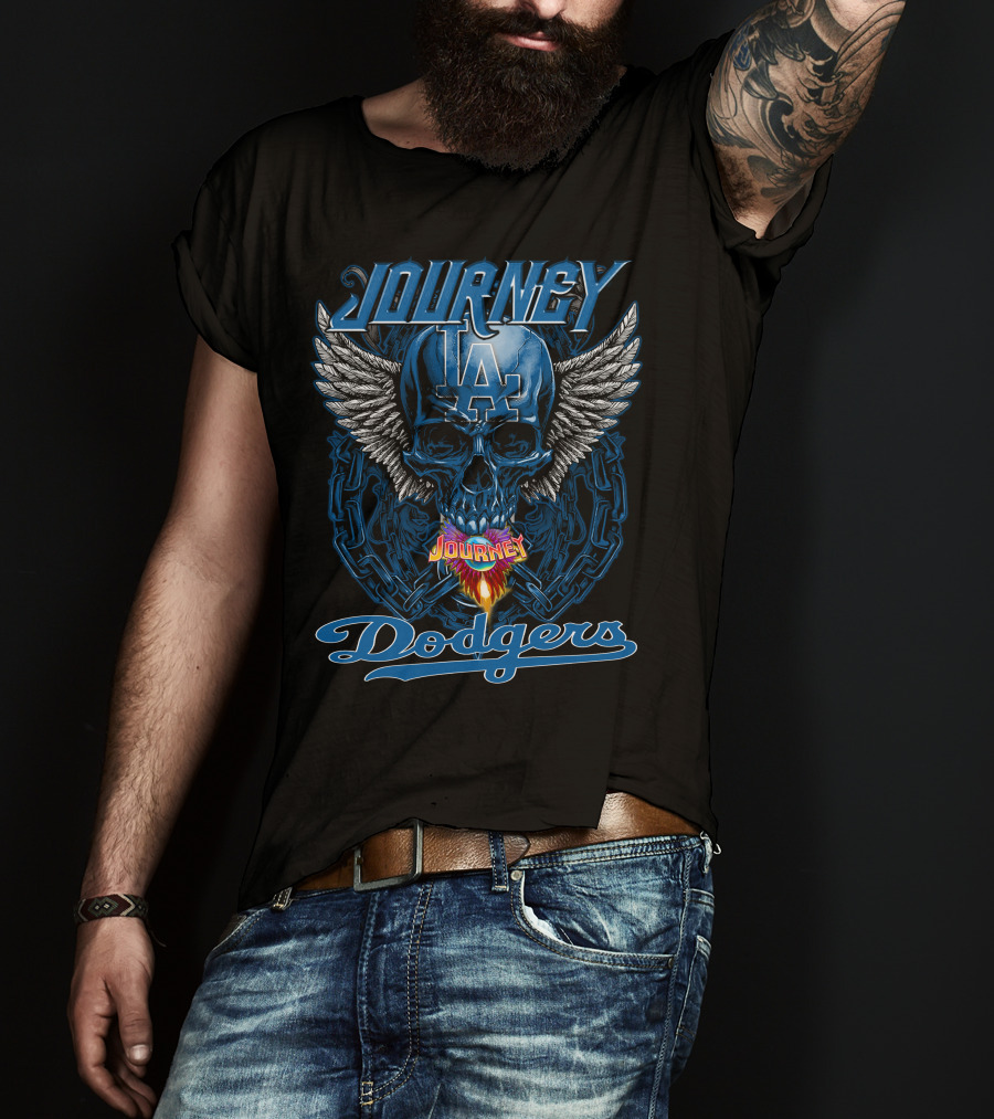 Journey Los Angeles Dodgers Skull Wings Iconic T-Shirt