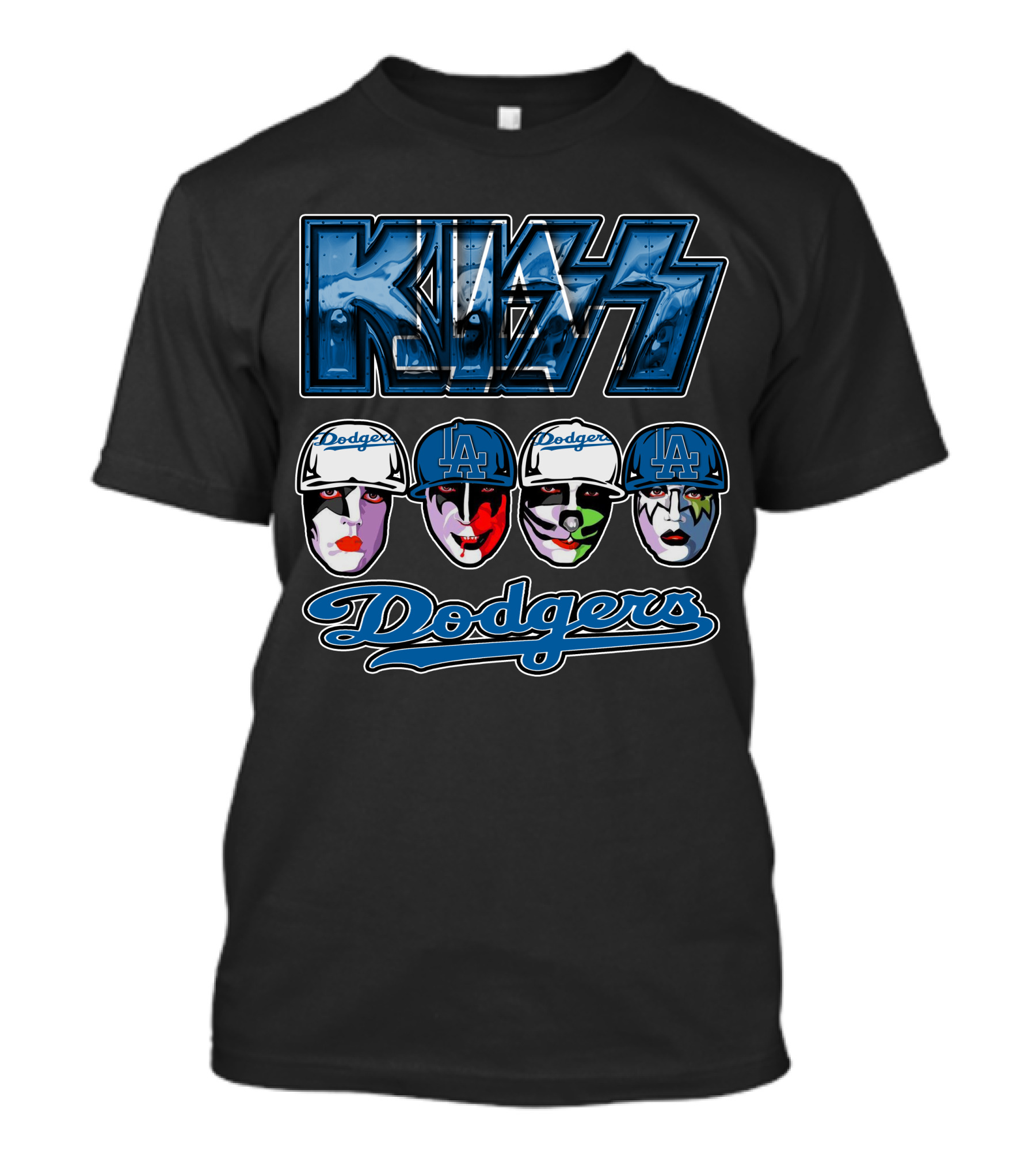 Kiss Los Angeles Dodgers Face Paint Baseball Collaboration T-Shirt