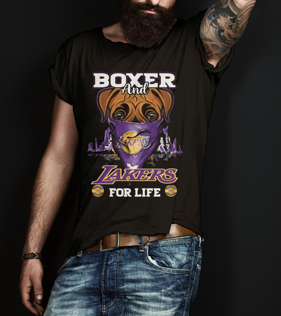 Boxer And Los Angeles Lakers For Life T-Shirt