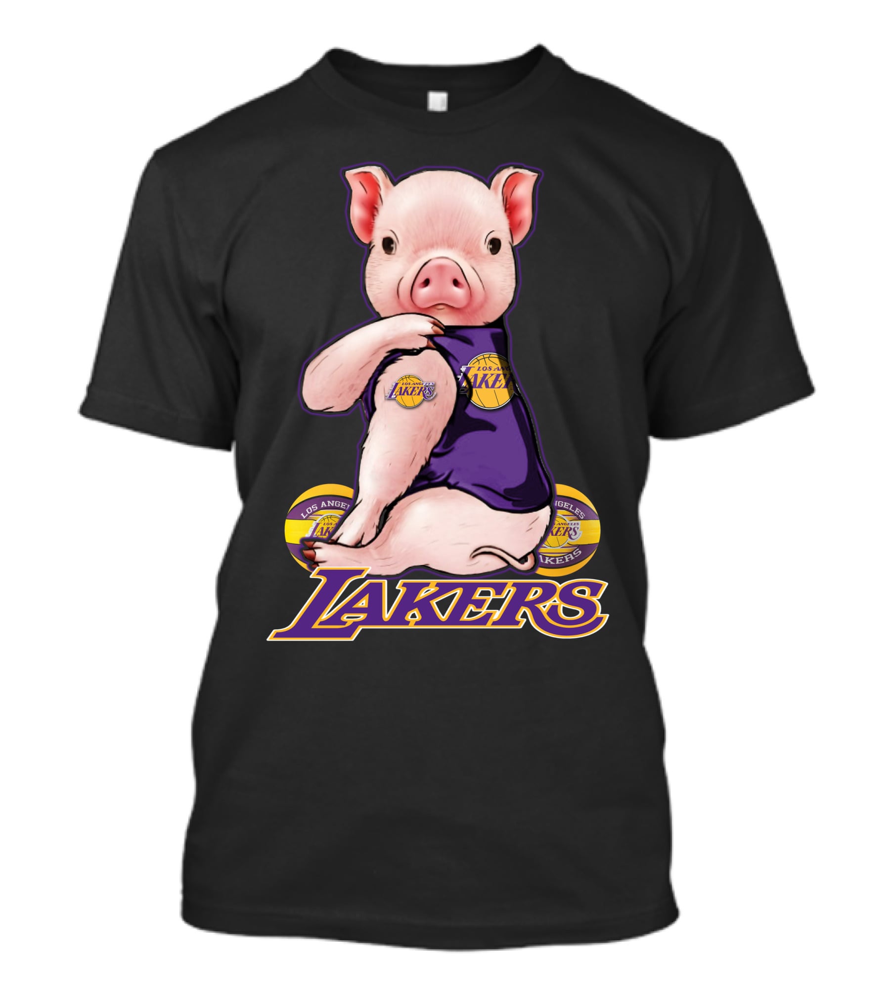 Los Angeles Lakers Pig In Team Jersey T-Shirt