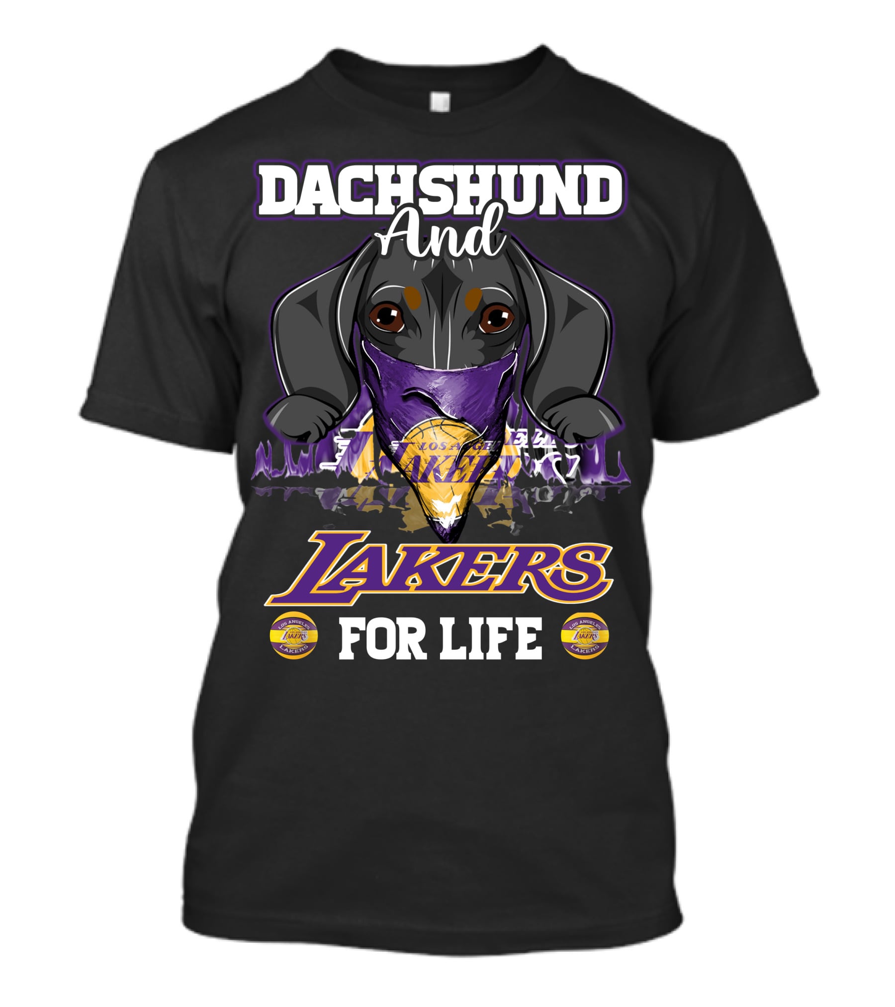 Dachshund And Los Angeles Lakers For Life T-Shirt