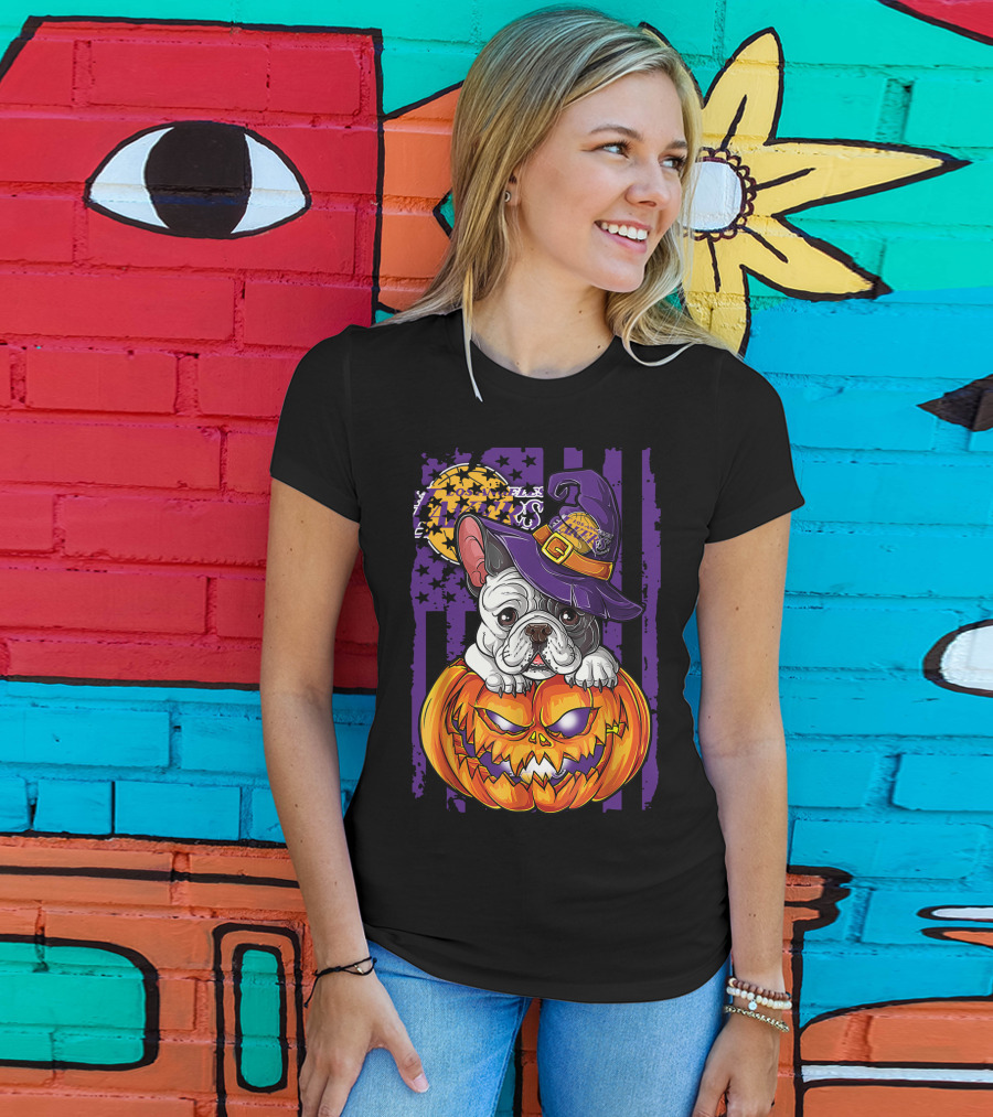 Hlw Bulldog Los Angeles Lakers Halloween Pumpkin Wizard Hat T-Shirt