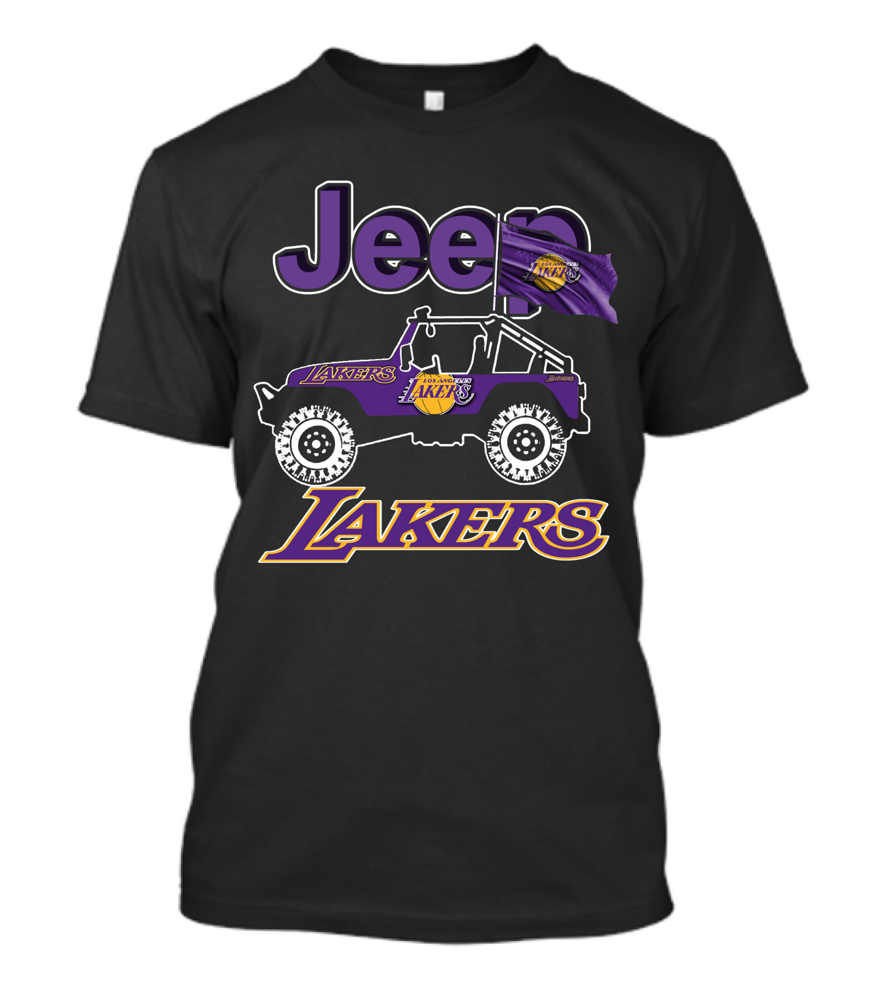 Jeep Los Angeles Lakers Flag Logo Vehicle Wheels T-Shirt
