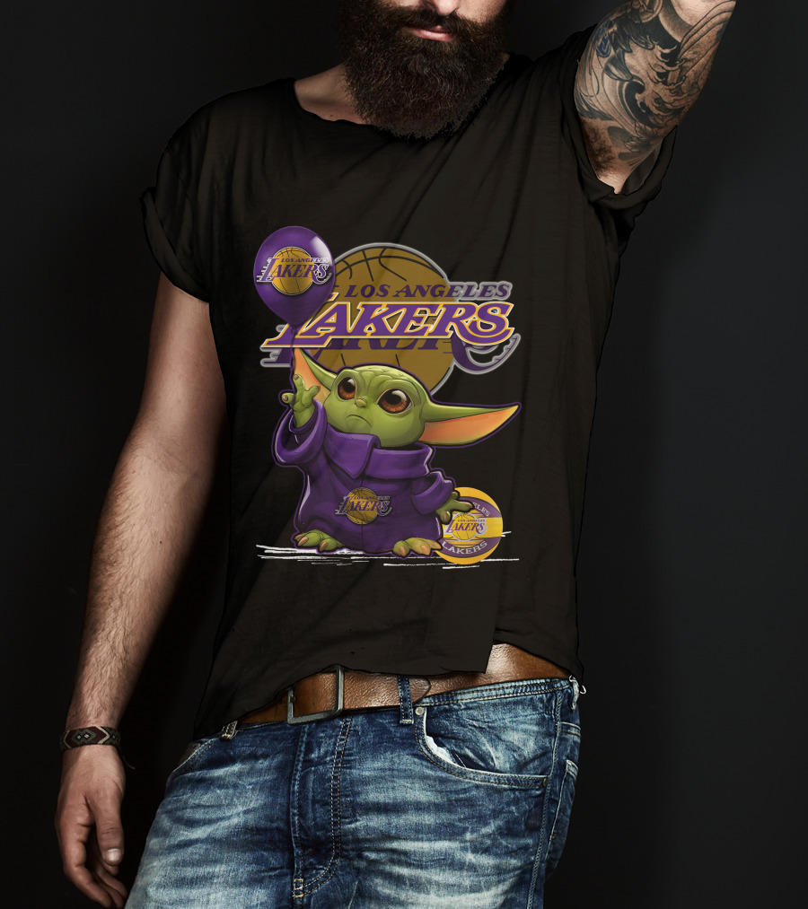 Yoda Los Angeles Lakers Basketball Logo Baby Alien T-Shirt