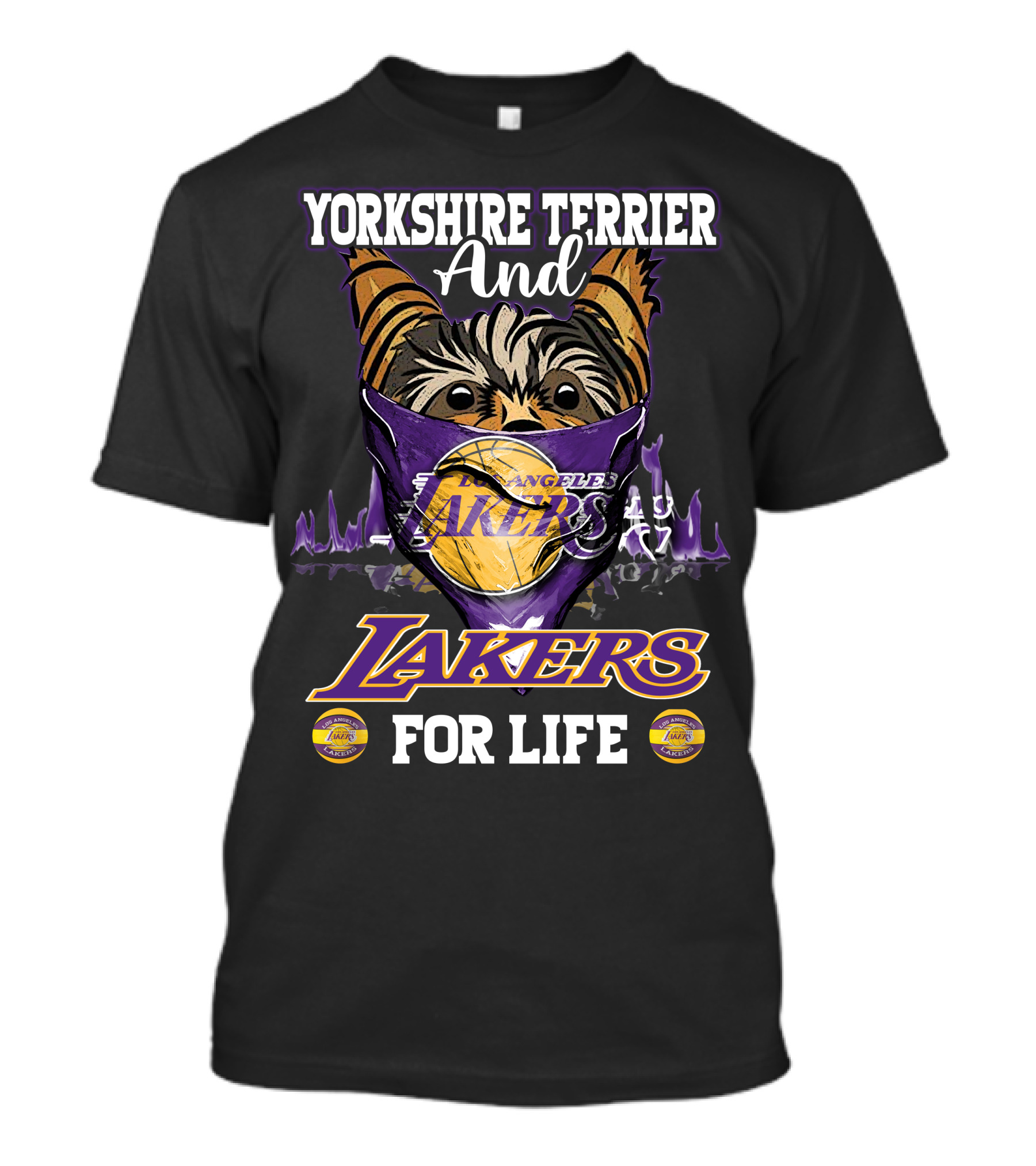 Yorkshire Terrier And Los Angeles Lakers For Life T-Shirt