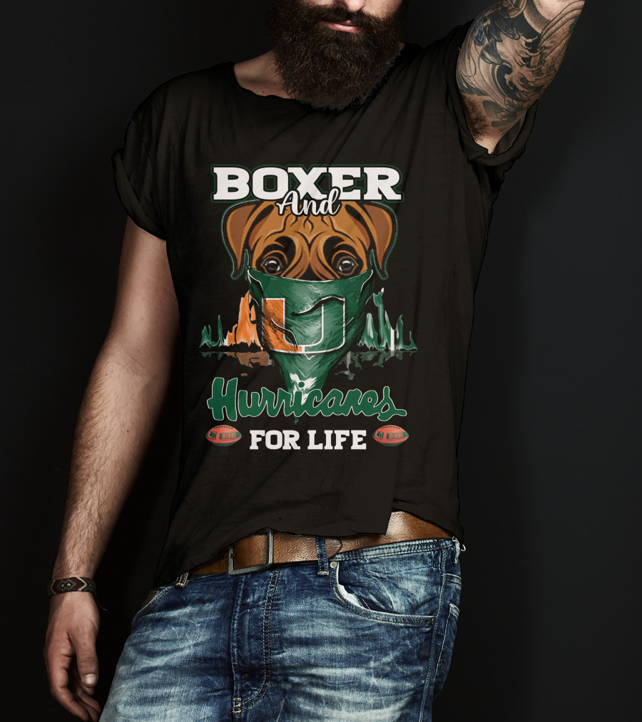 Boxer And Hurricanes For Life Miami T-Shirt