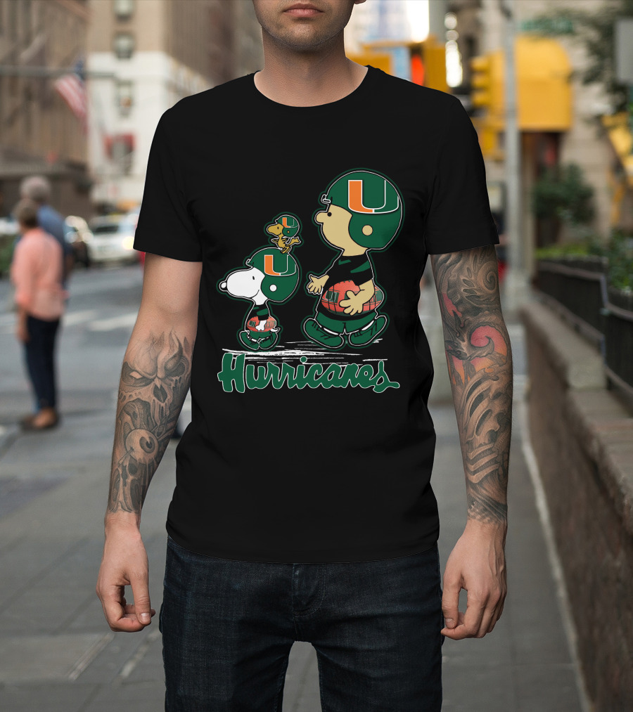 Snpfootball Miami Hurricanes Peanuts Characters Football Helmets T-Shirt