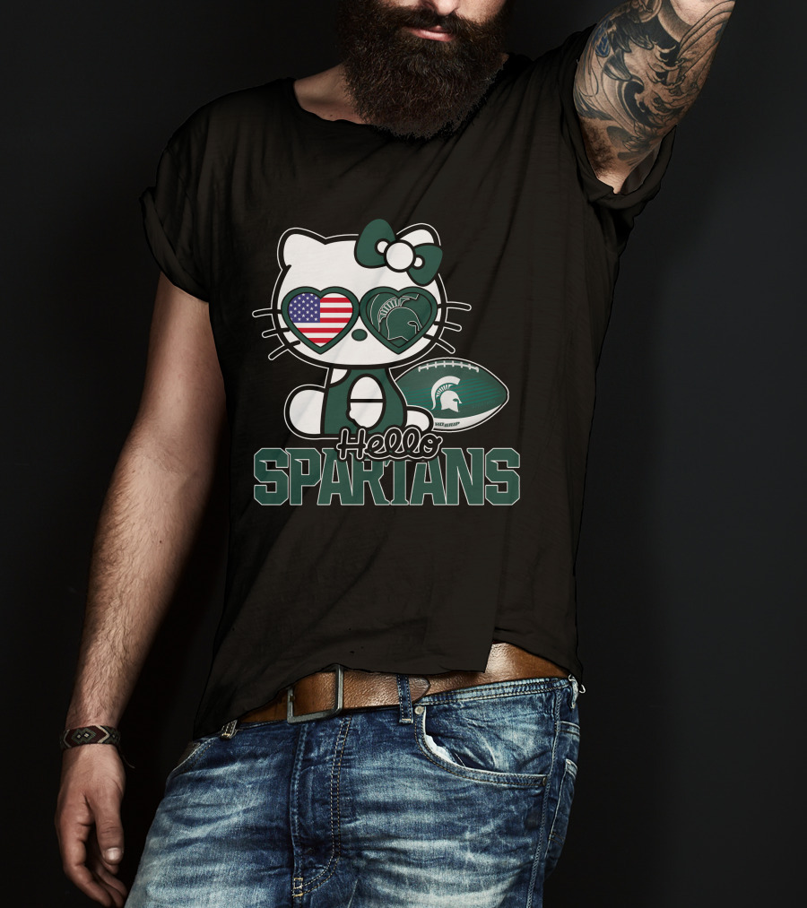 Hello Kitty Michigan State Spartans USA Football T-Shirt