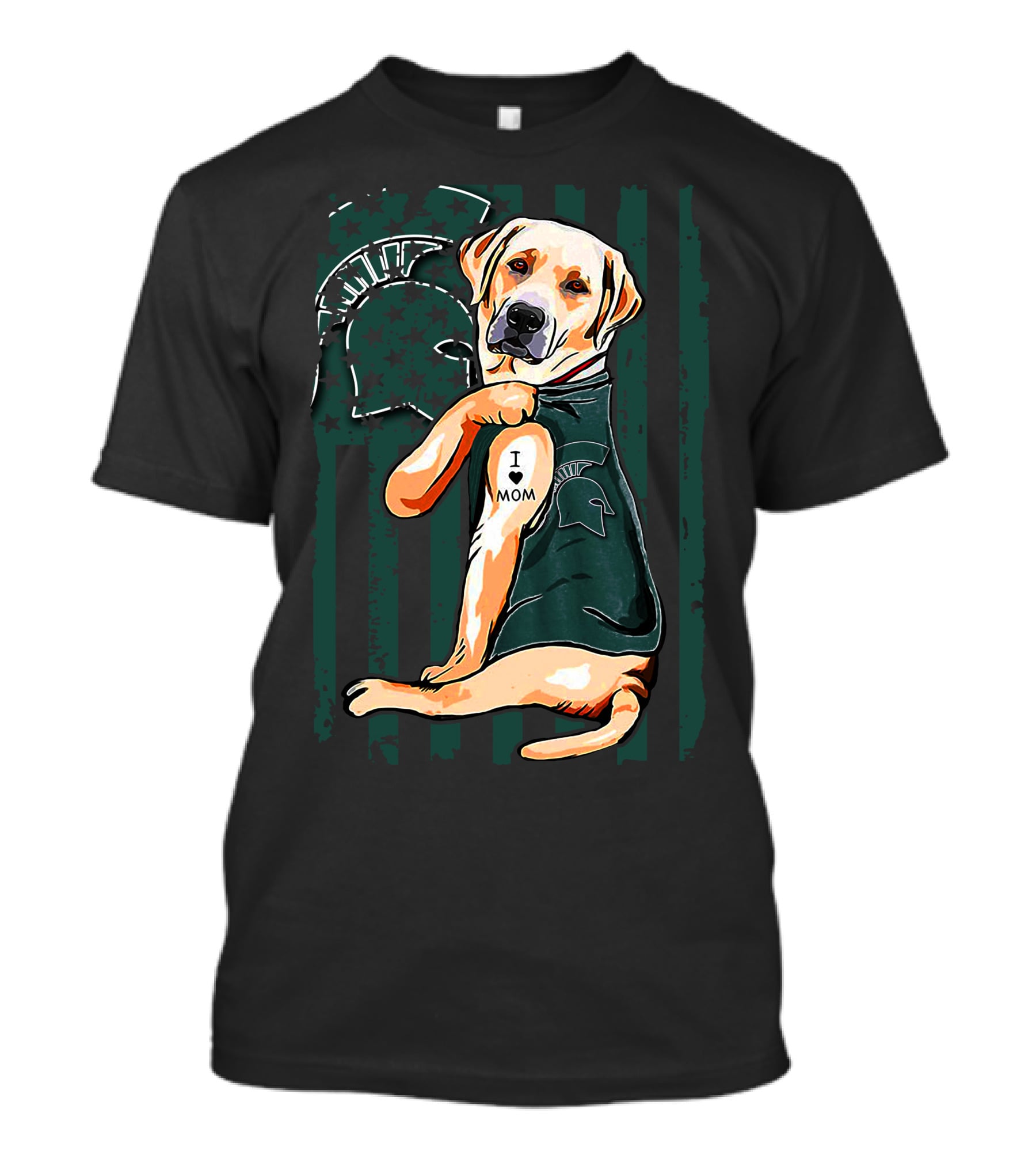 Labrador Retriever Michigan State Spartans I Love Mom T-Shirt