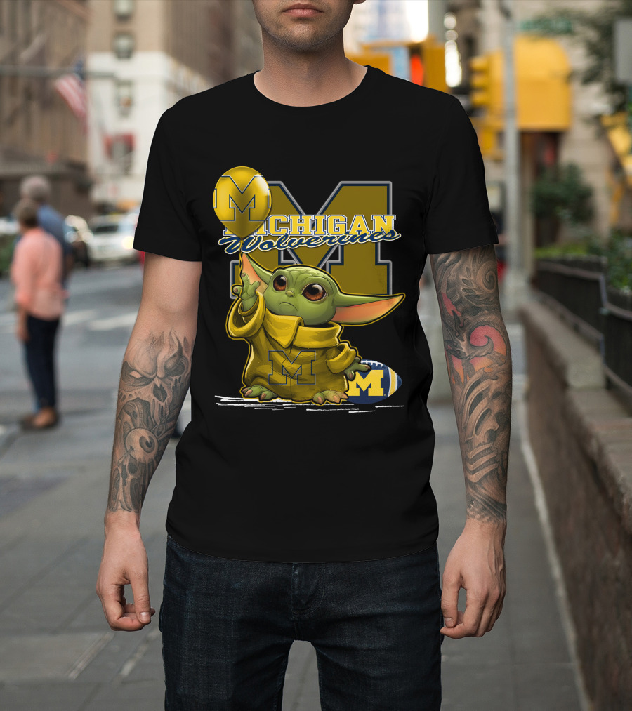 Yoda Michigan Wolverines Football Balloon T-Shirt