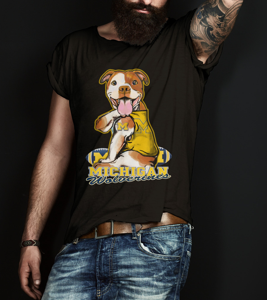 Pittbull Michigan Wolverines M Football Fan T-Shirt