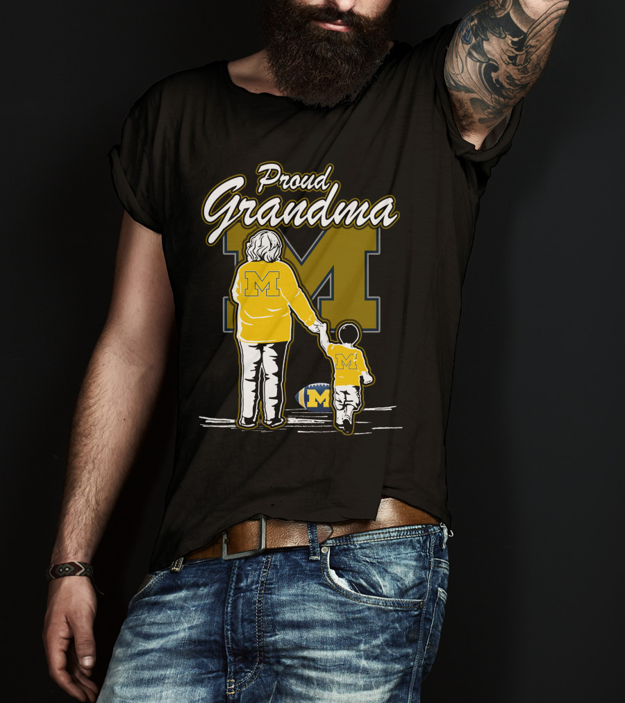 Proud Grandma Michigan Wolverines Football Fan With Large 'M' T-Shirt