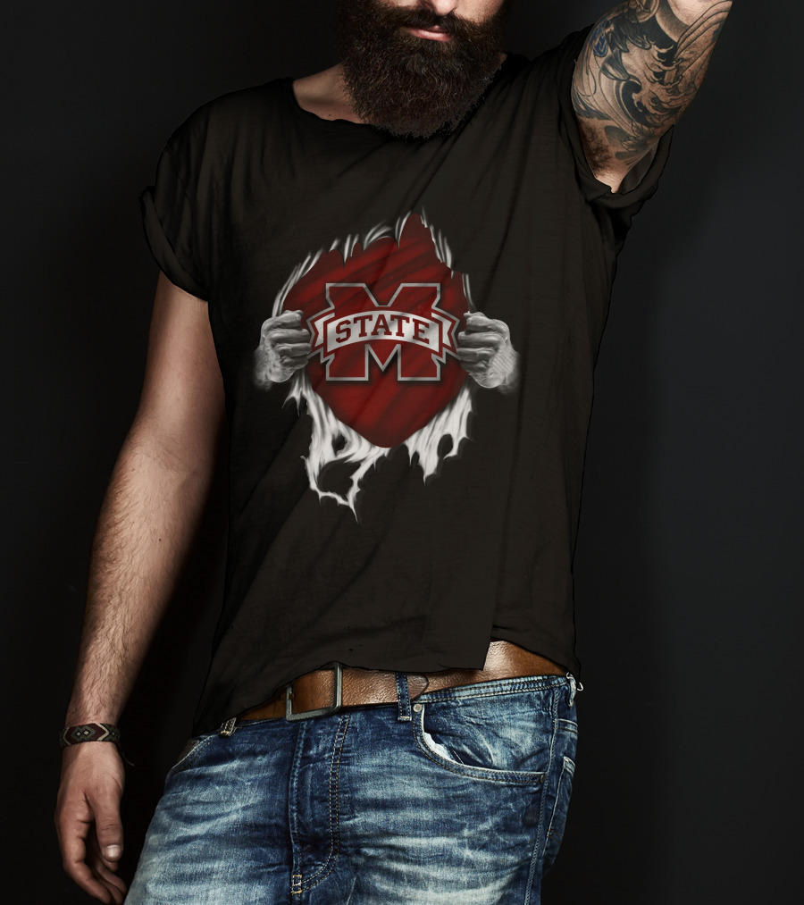 Torn Mississippi State Bulldogs M State T-Shirt