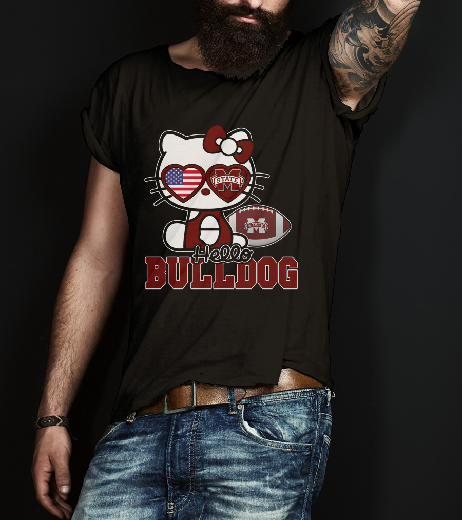 Hellokitty State Bulldogs Football USA Flag T-Shirt