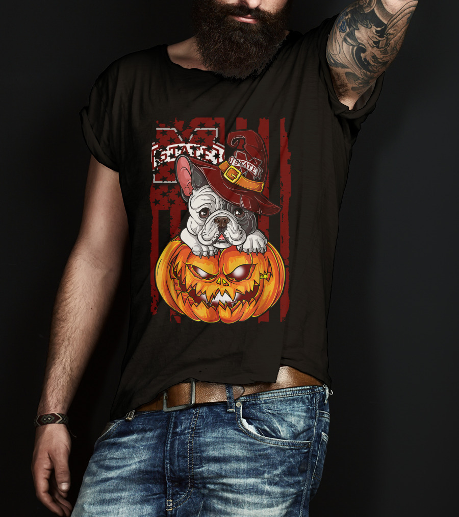 Hlw Bulldog Mississippi State Bulldogs Halloween Pumpkin Wizard Hat T-Shirt