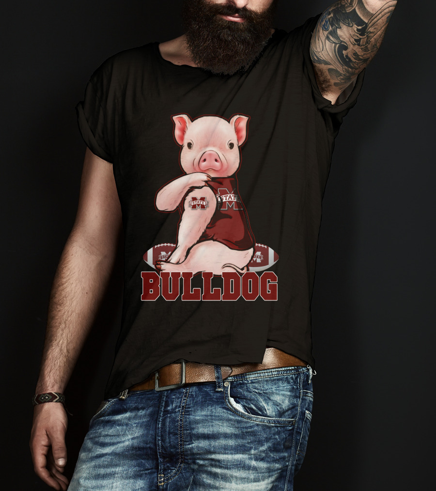Mississippi State Bulldogs Pig With Football And Team T-Shirt