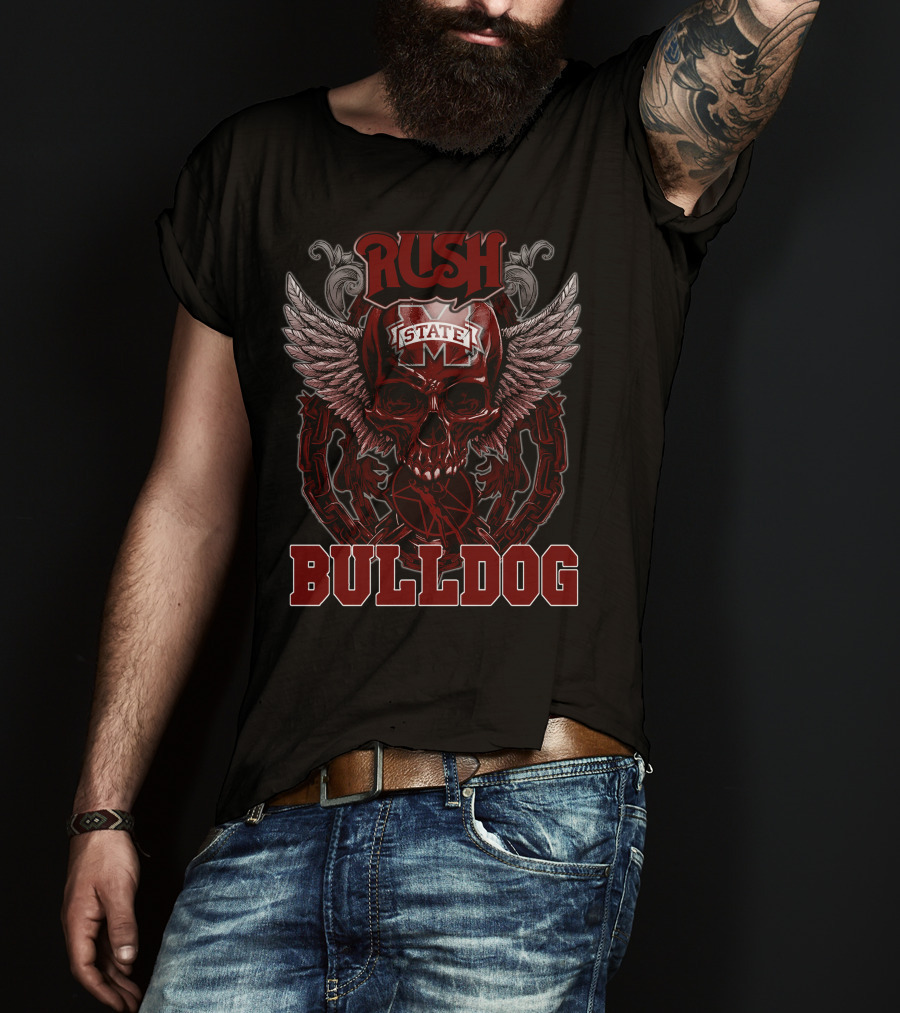 Rush Mississippi State Bulldog Winged Skull T-Shirt